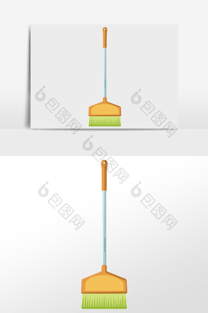手绘劳动节卫生工具扫把插画