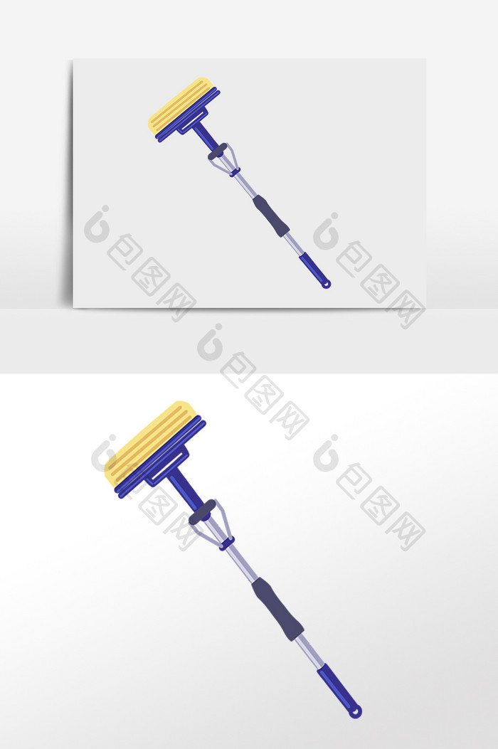 手绘打扫卫生工具拖把插画