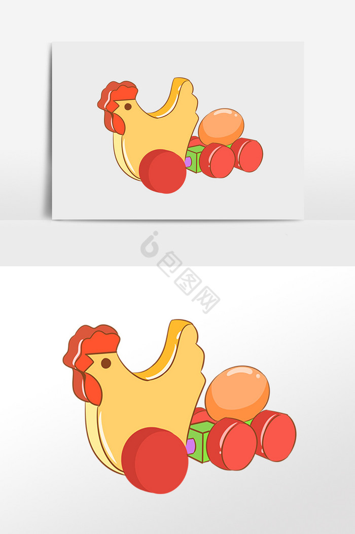 儿童节儿童玩具母鸡插画图片