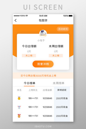 橙色简约金融理财app借贷详情移动界面