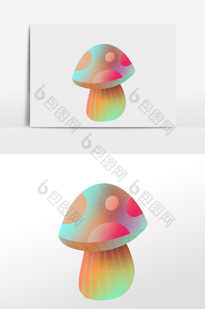 手绘糖果渐融卡通可爱蘑菇插画