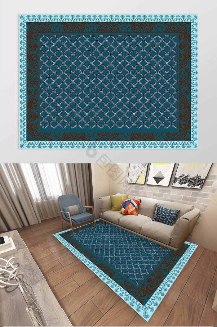 现代北欧视觉线条地毯图案图片