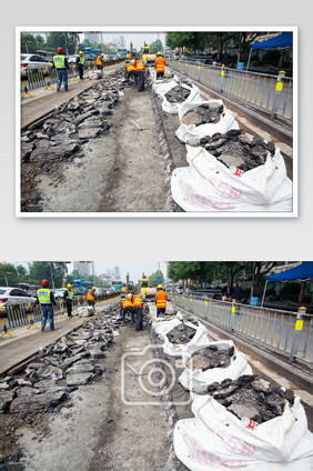 五一节照片城市道路补修