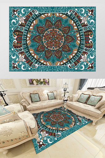欧式复古古典花纹客厅卧室酒店地毯图案图片