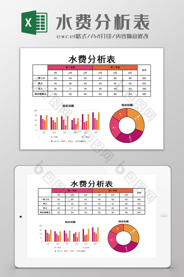 水费分析表excel模板