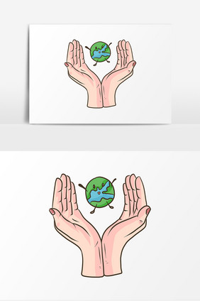 环保手捧地球卡通创意元素