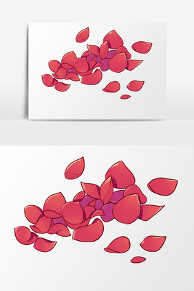 手绘卡通520表白季红色花瓣元素免扣