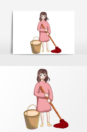 劳动节女性做家务拖地母亲节妈妈做家务动图表情包gif干家务