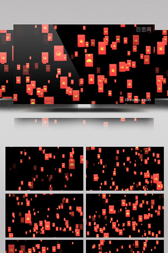 带通道红包雨飘落视频素材图片