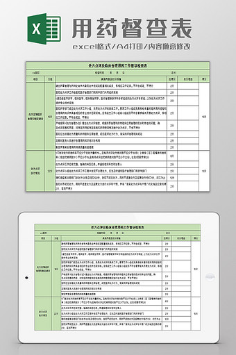 临床合理用药工作督导检查表excel模板图片