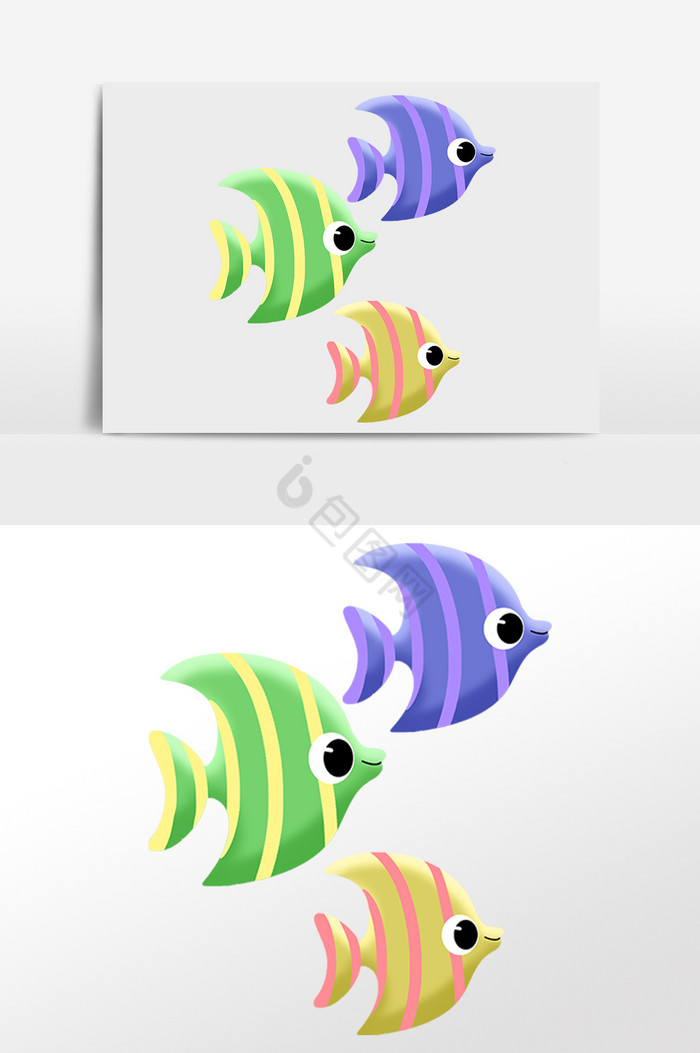 海洋生物动物彩色热带鱼插画图片