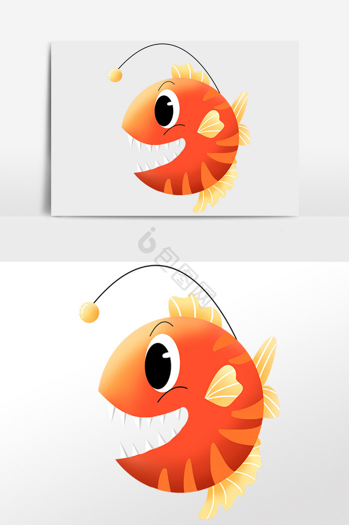 海洋生物动物大嘴鱼插画图片