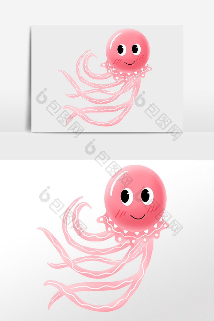 手绘海洋生物动物卡通章鱼插画