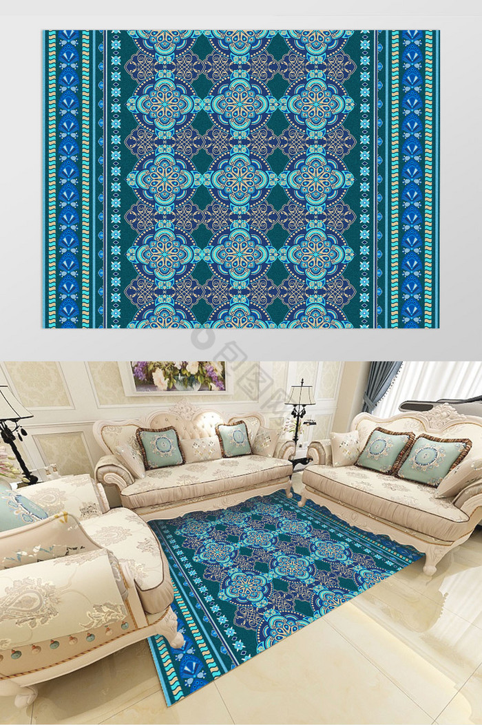 欧式复古精致唯美花纹毯地毯图案图片