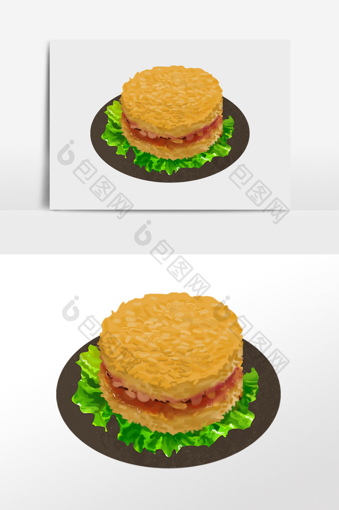 手绘餐饮美食美味汉堡包插画