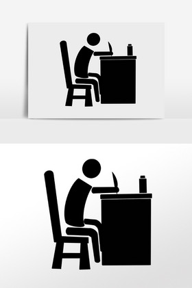 火柴办公人物剪影插画