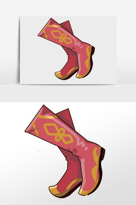 蒙古服饰摔跤靴子插画图片