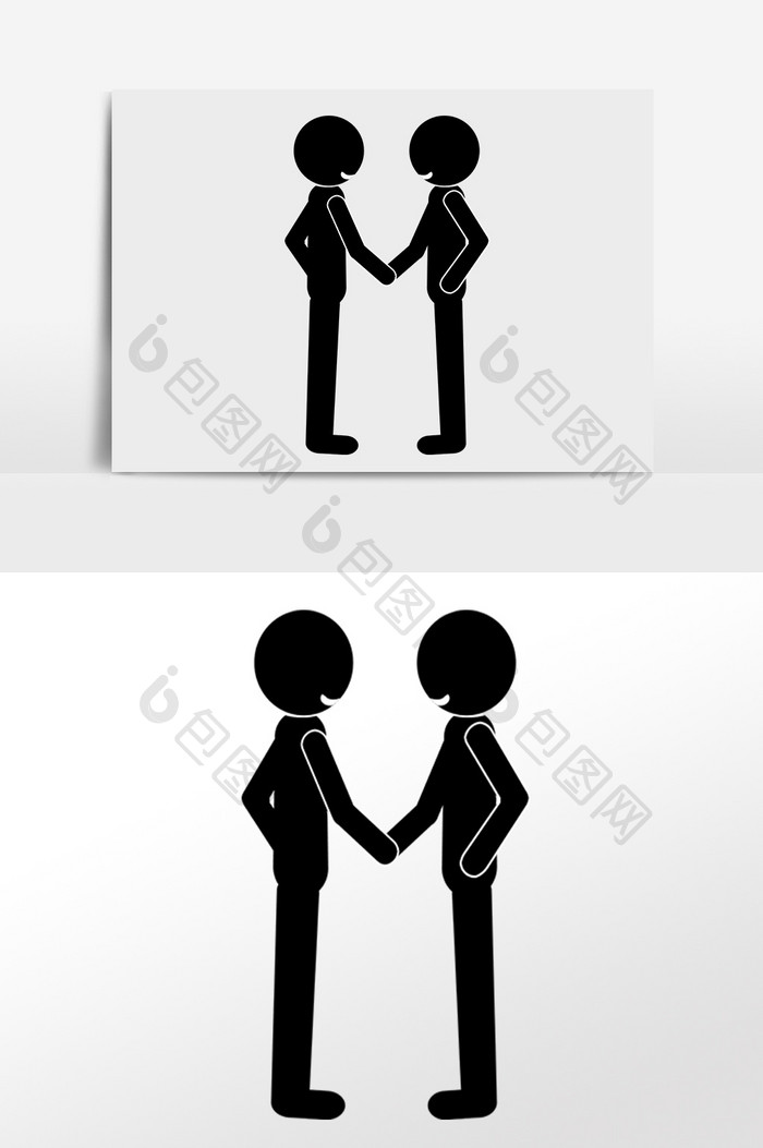 手绘商务办公握手火柴人插画 Psd素材 包图网