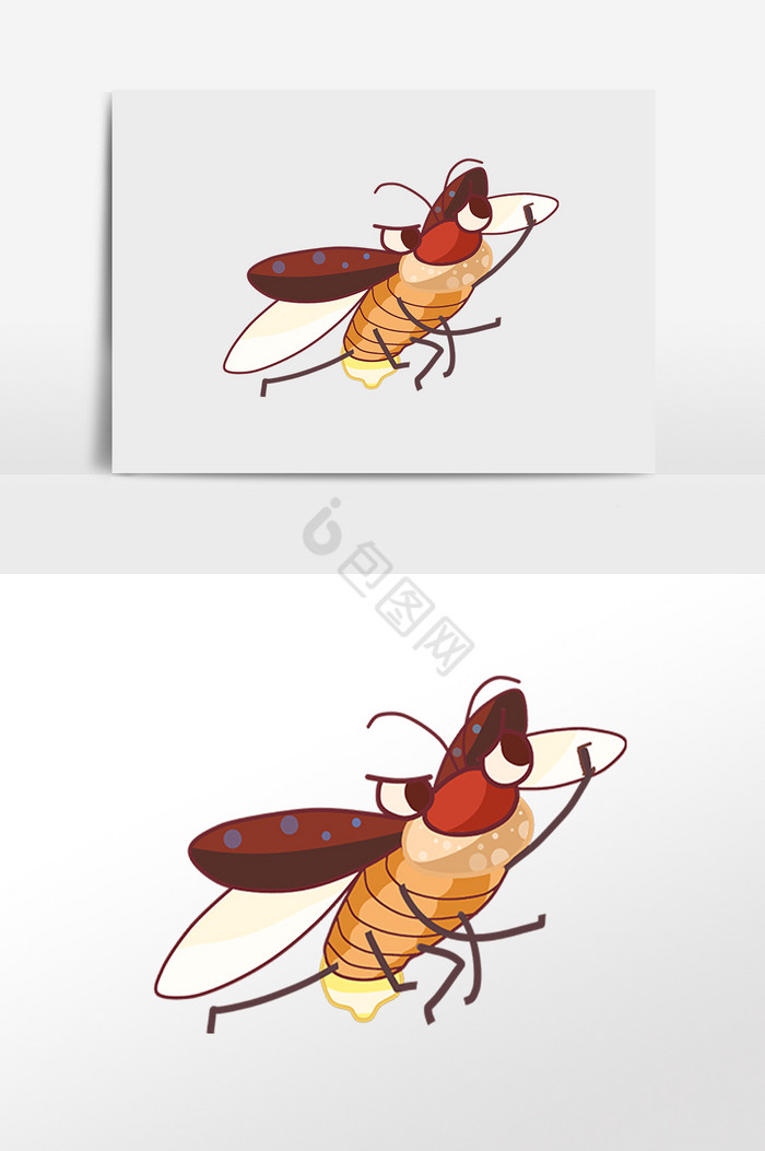 飞舞萤火虫发光昆虫虫子插画图片