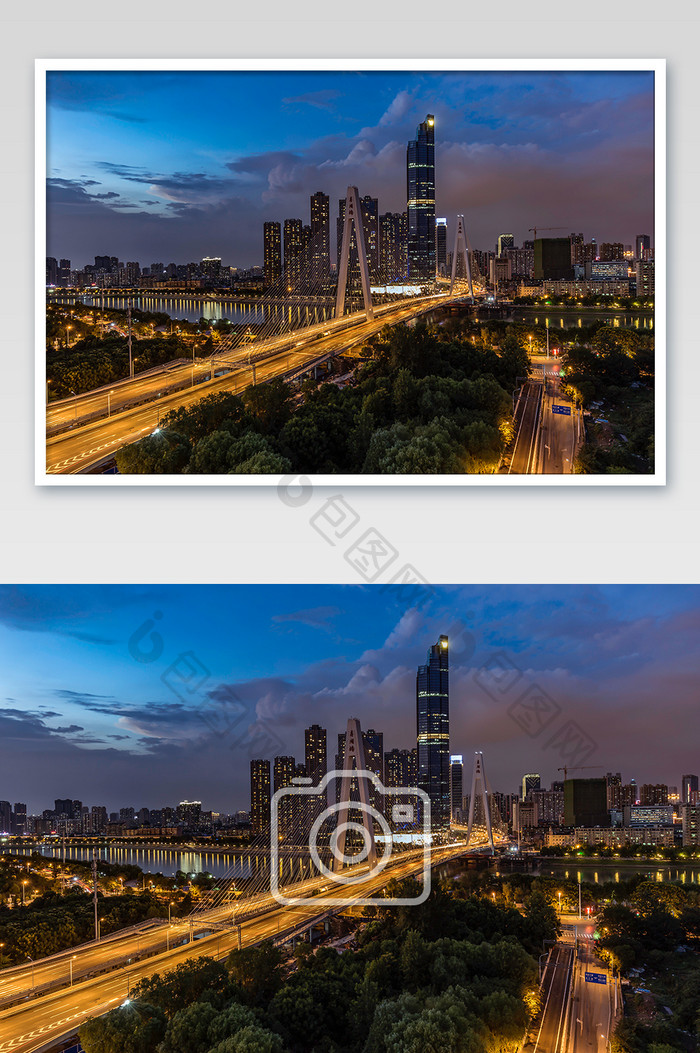 城市夜景桥梁摄影图片