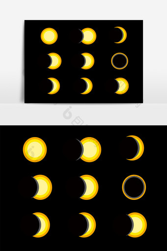 黄色月亮月食月牙图案图片