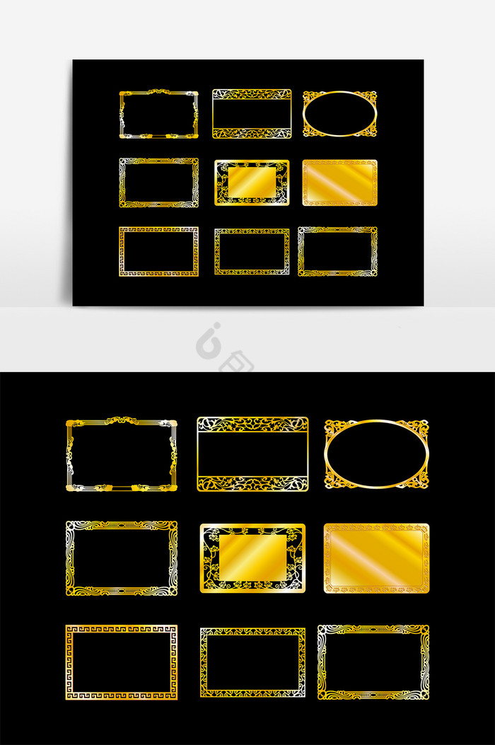 金色矩形边框装饰图片