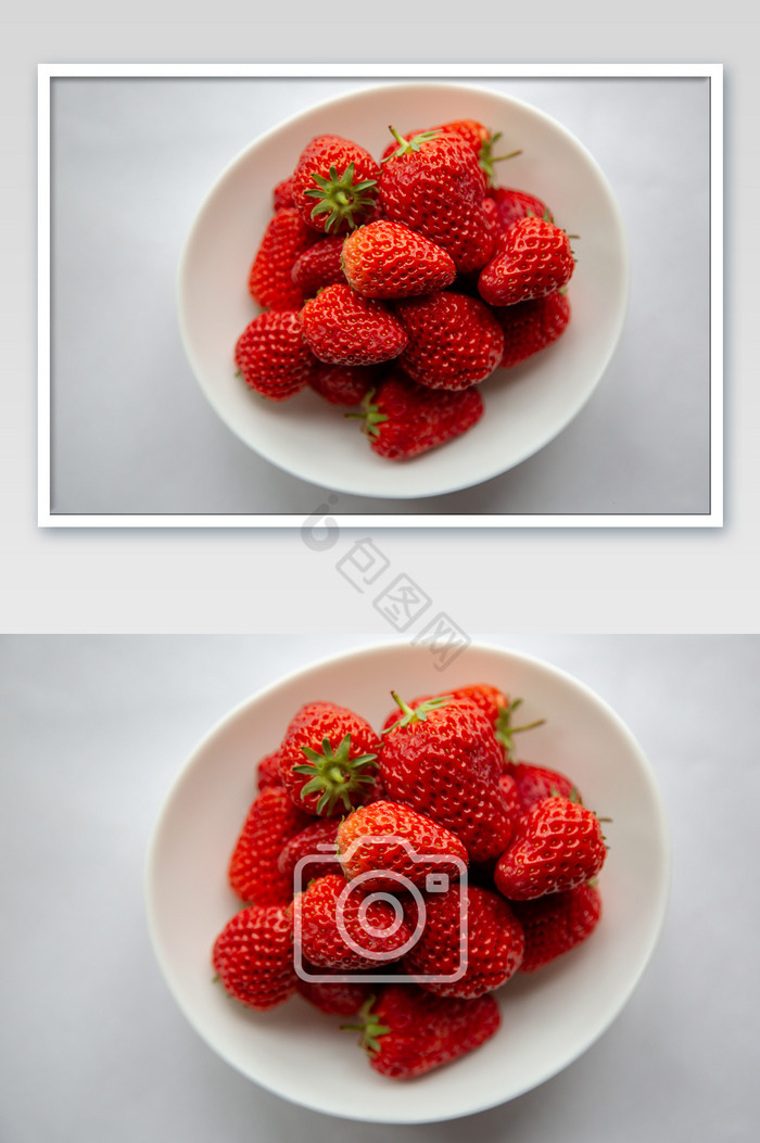 碗装草莓摄影图片