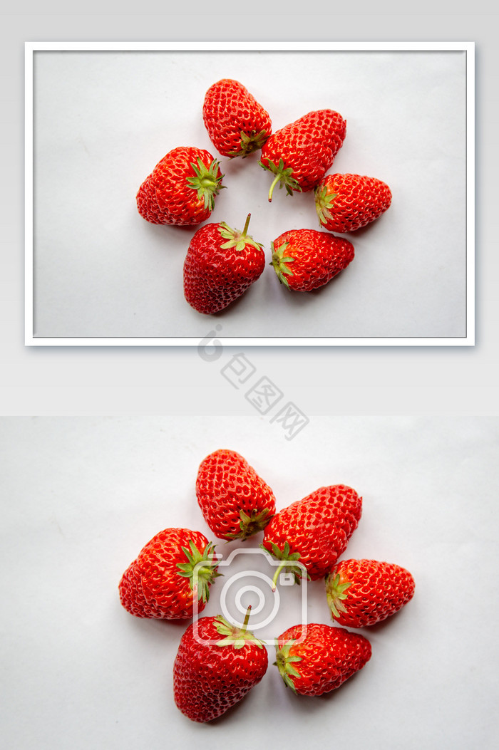 白色背景草莓摄影图片