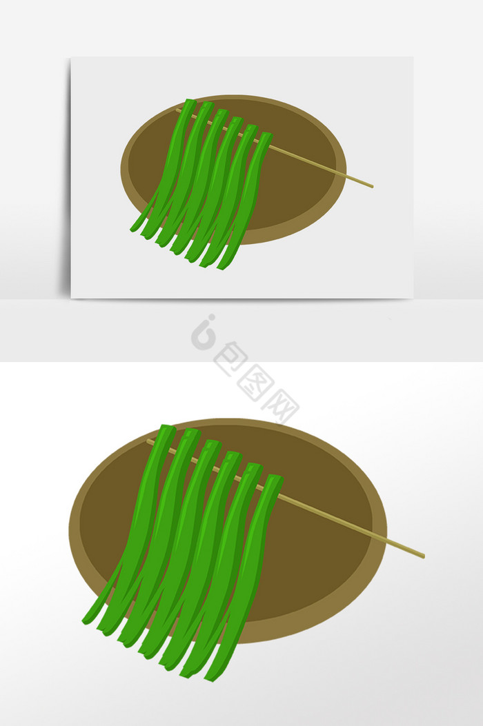 餐饮烧烤烤韭菜插画图片