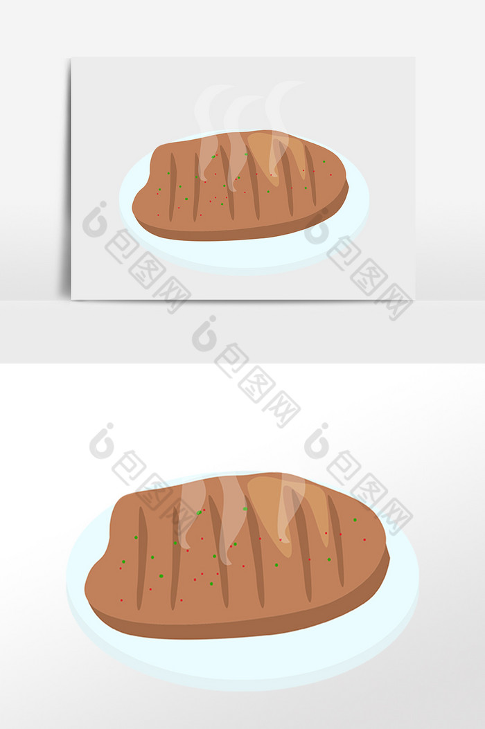 餐饮烧烤烤牛排插画图片图片