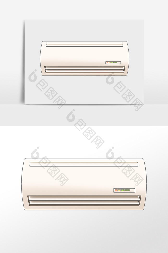 手绘夏季乘凉挂饰白色空调插画