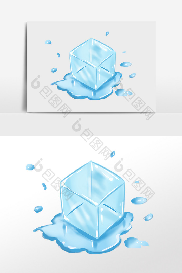 清爽一夏融化冰块插画图片