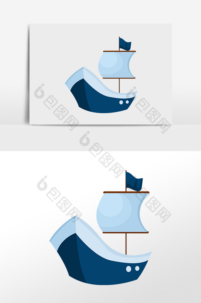 大海出行工具蓝帆船插画图片图片