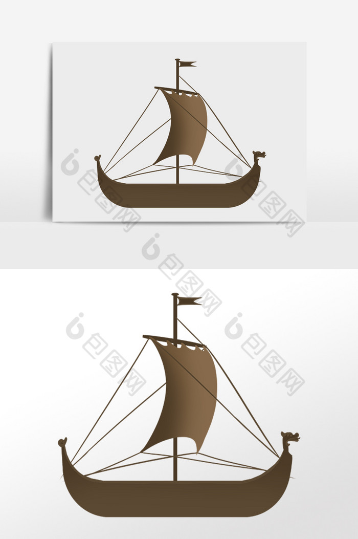 大海旅游出行咖色帆船插画图片图片