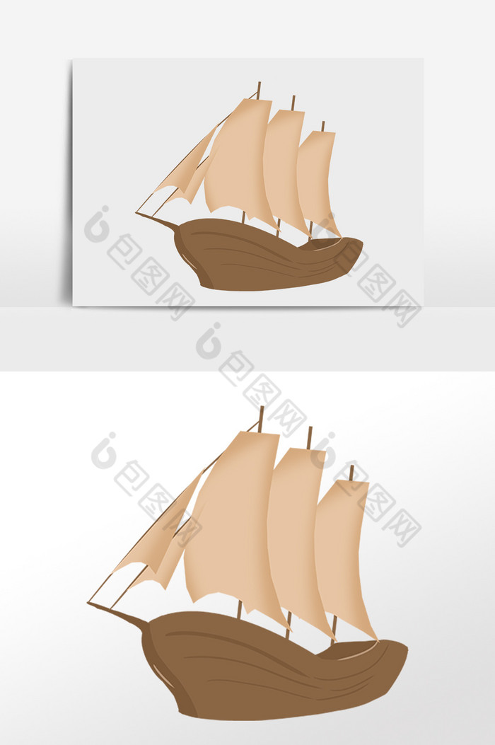 大海旅游游玩木质帆船插画图片图片