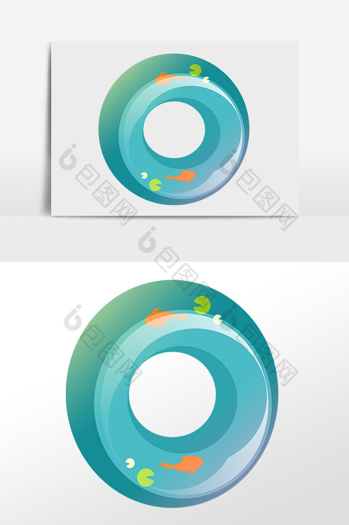 手绘夏季旅游游泳游泳圈插画
