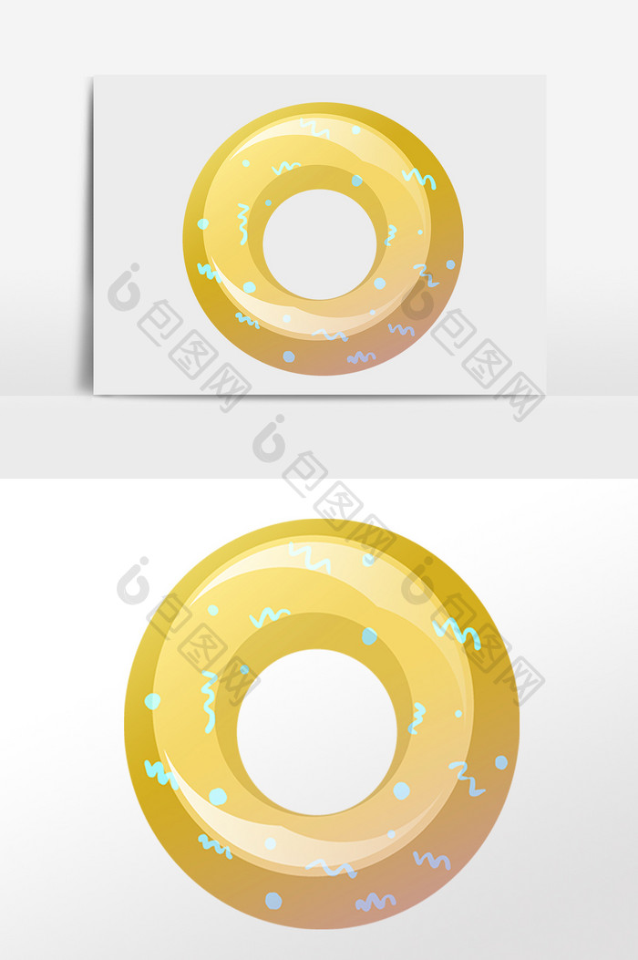 手绘夏季旅游游泳黄色游泳圈插画