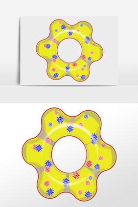 手绘夏季旅游游泳儿童泳圈插画