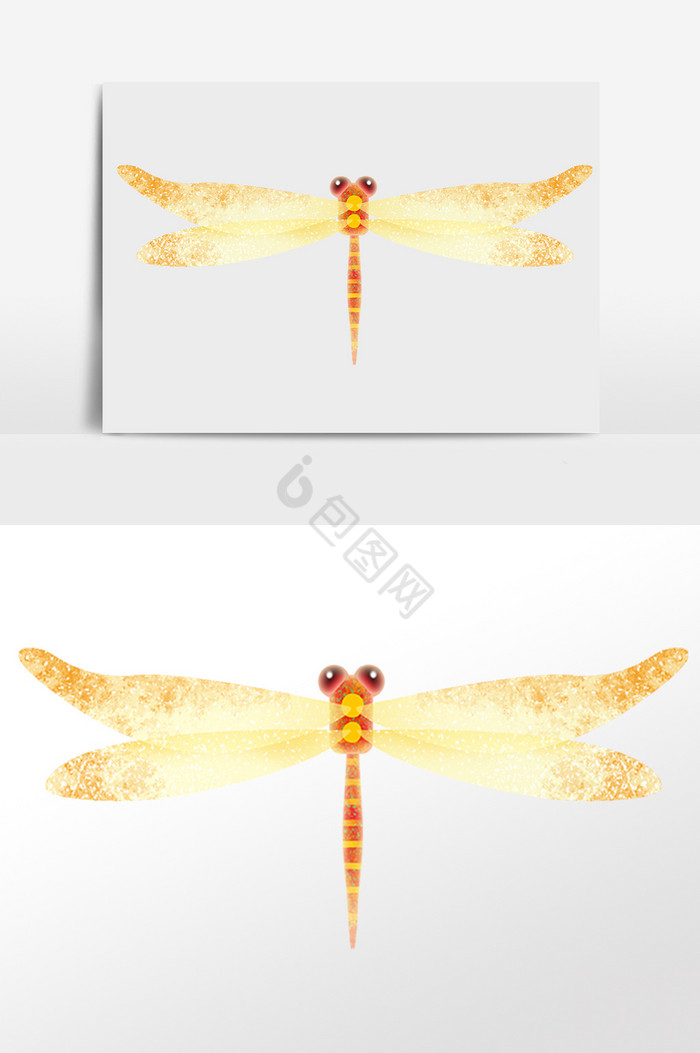 飞虫昆虫黄蜻蜓插画图片