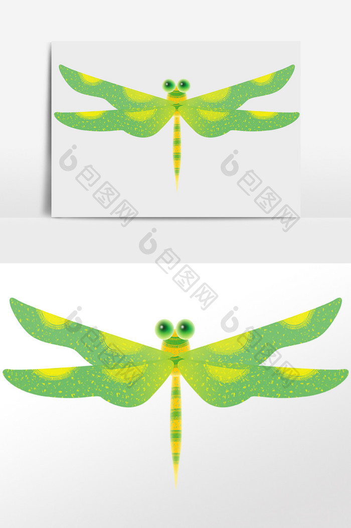 手绘飞虫昆虫动物绿蜻蜓插画