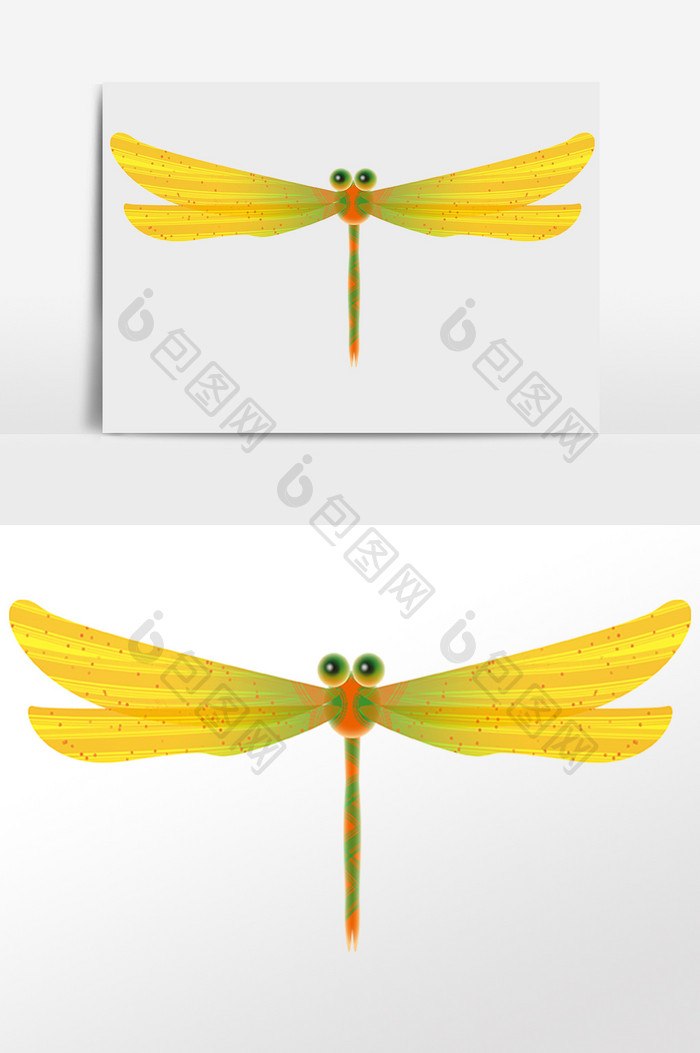 卡通飞虫昆虫动物黄色蜻蜓插画