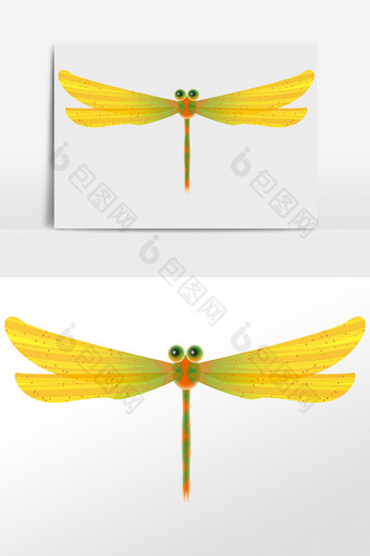 卡通飞虫昆虫动物黄色蜻蜓插画图片