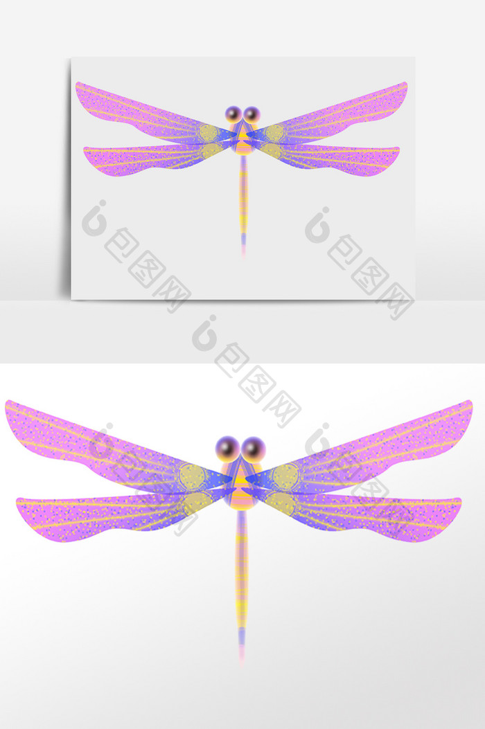 手绘飞虫昆虫动物紫色蜻蜓插画
