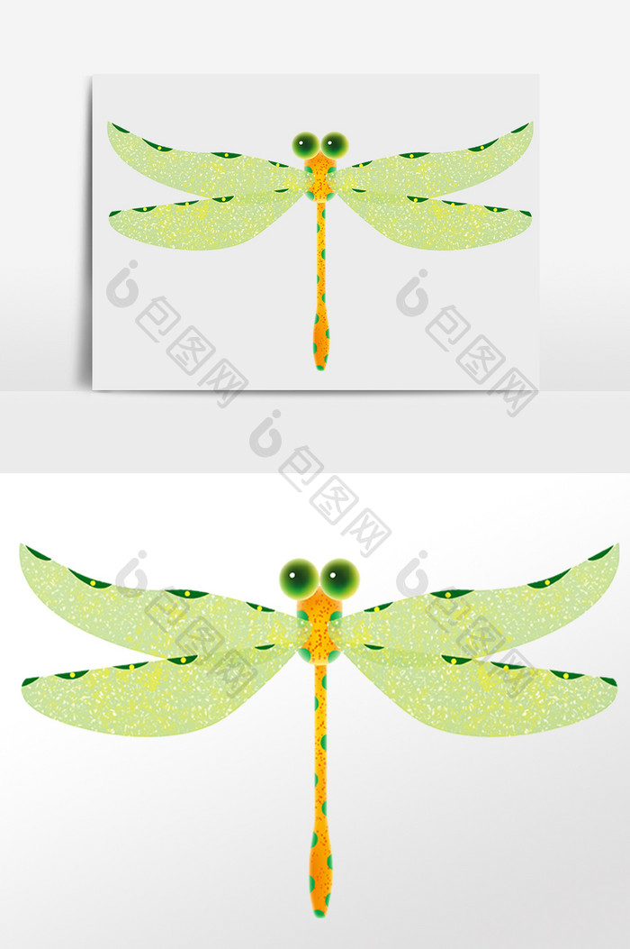 手绘飞虫昆虫动物绿色蜻蜓插画