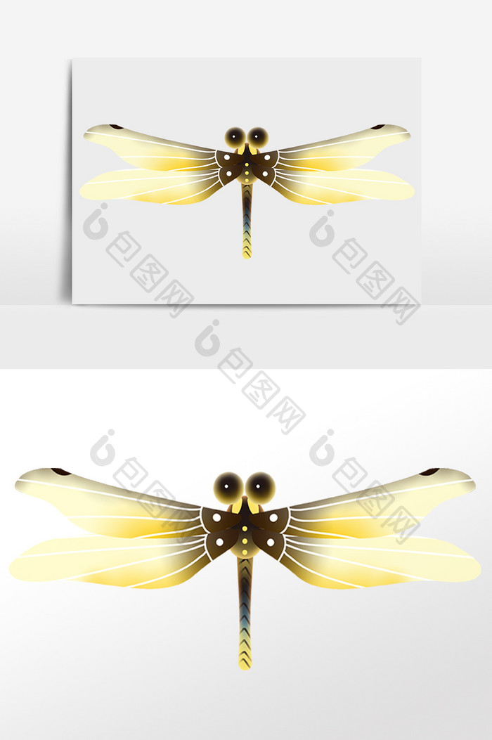 手绘飞虫昆虫动物黄色蜻蜓插画