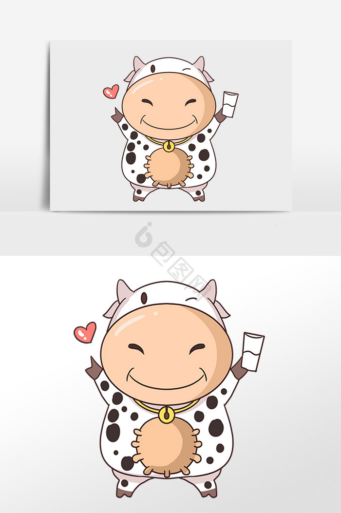 奶牛牛奶纯牛奶插画图片