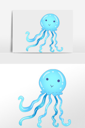 手绘海洋动物生物卡通水母插画