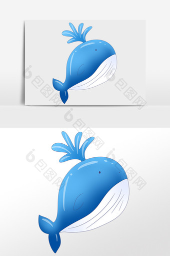 手绘海洋动物生物蓝色海豚鱼插画图片