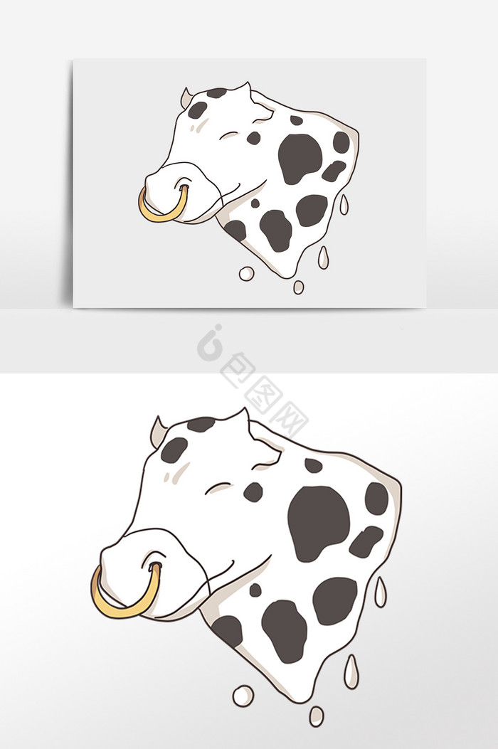 奶牛纯牛奶营养插画图片