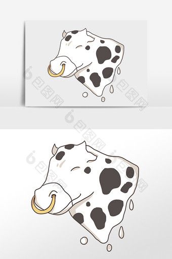 手绘卡通奶牛纯牛奶营养插画图片